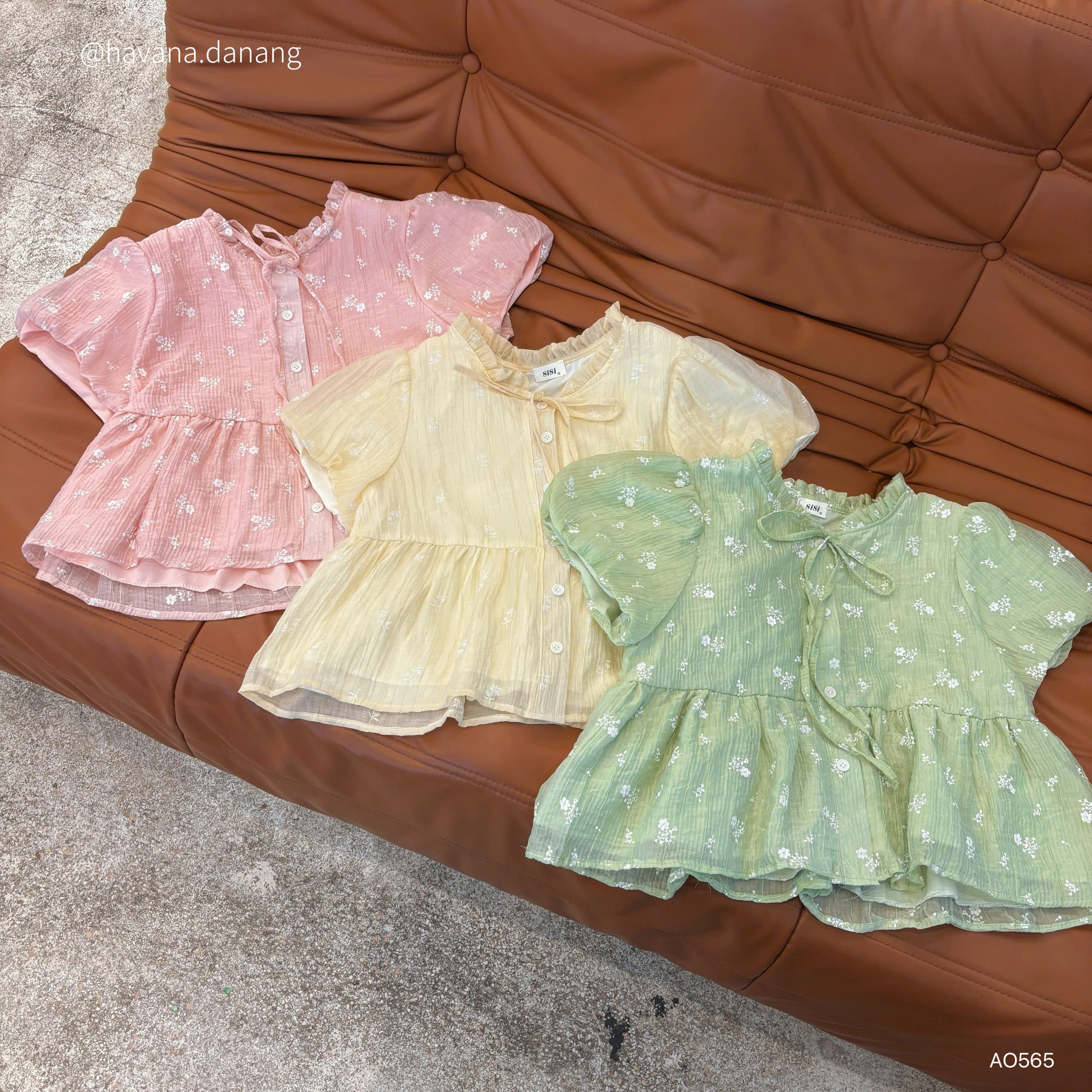 (PB.HAVANA) Áo babydoll BOONIE tay bồng cổ viền bèo nữ tính AO565