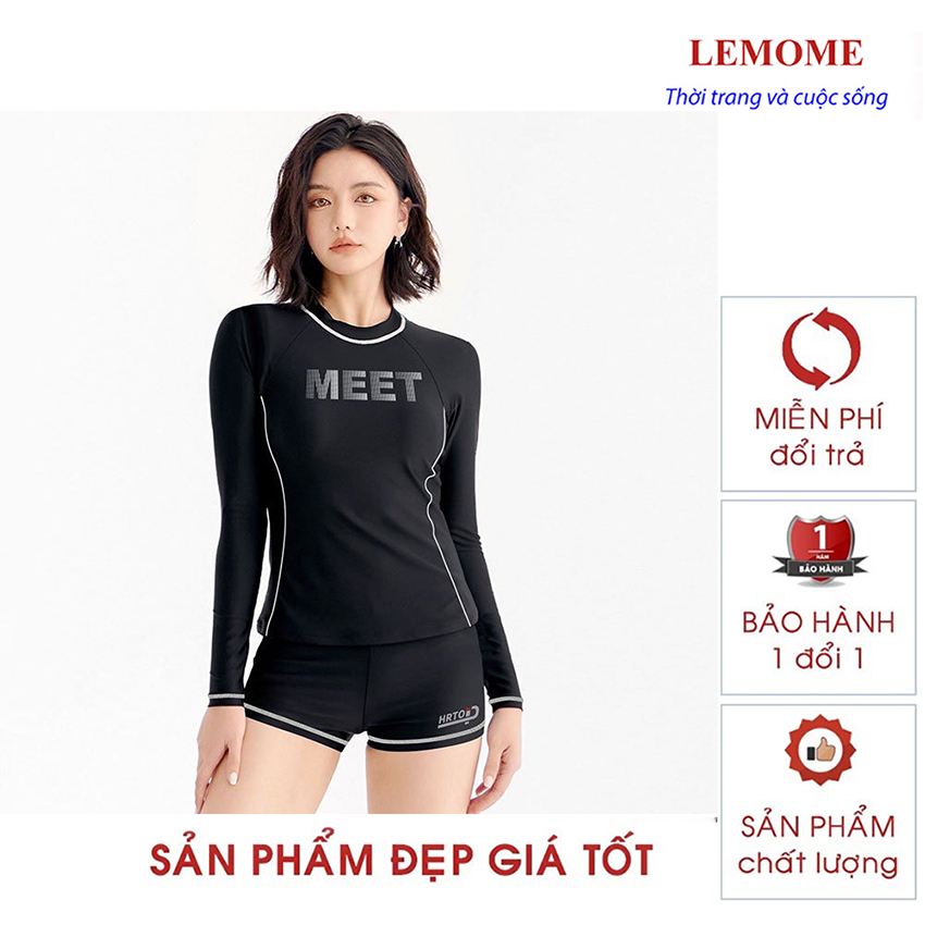 Đồ bơi nữ dài tay kín đáo vải mềm vải co giãn 4 chiều kiểu dáng thể thao năng động phù hợp mọi lứa tuổi