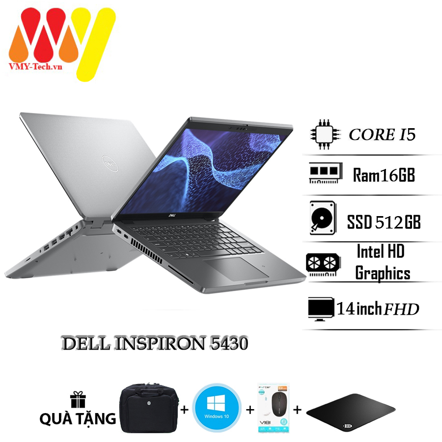 Laptop Dell Inspiron 5430 cấu hình cực mạnh, Core i5, Ram 16gb, ổ cứng SSD 512gb chjay siêu mượt, màn hình 14inch Full HD, laptop cao cấp mới 100%