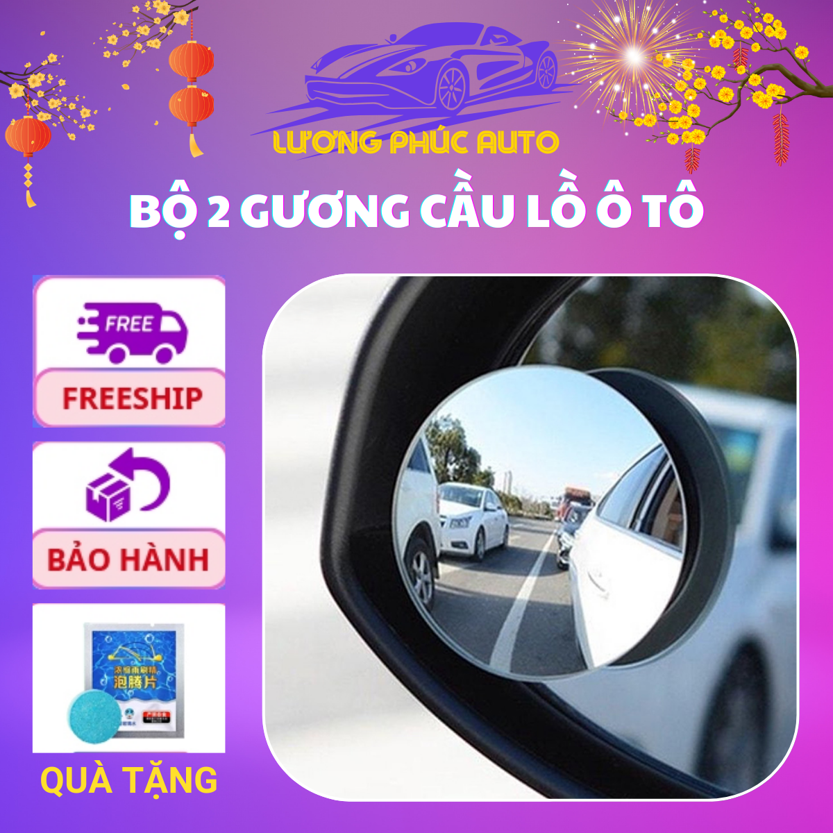 Bộ 2 gương cầu lồ ô tô - gương chiếu hậu ô tô