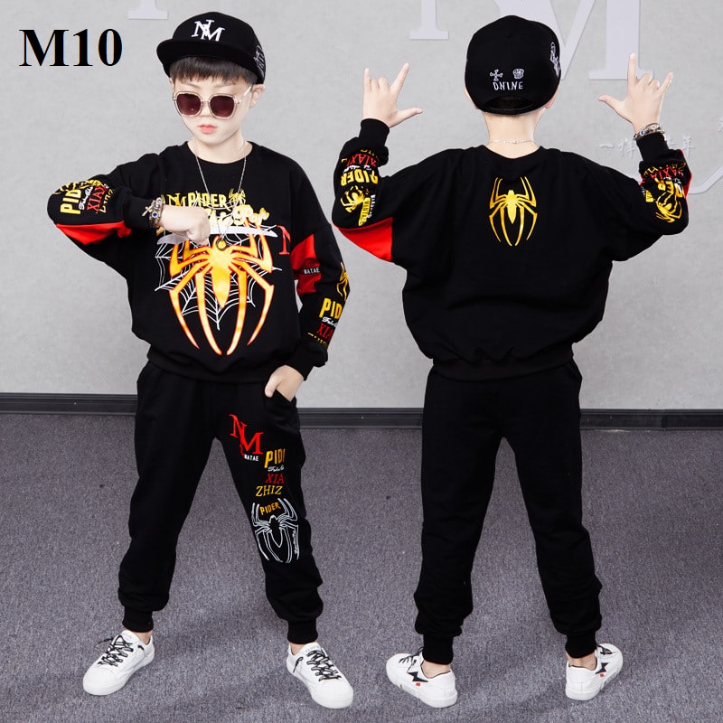 12KG-40KG Set Bộ Mã M10 dài tay cho Bé Trai Và Gái, chất Liệu, cotton co giãn 4 chiều mềm mịn, thoáng mát thấm hút mồ hôi