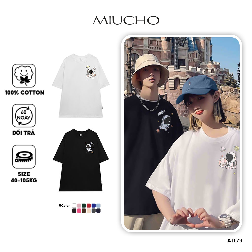 Áo thun đôi nữ form rộng tay lỡ unisex áo thun đôi nữ form rộng tay lỡ unisex cotton AT079 Miucho in hình