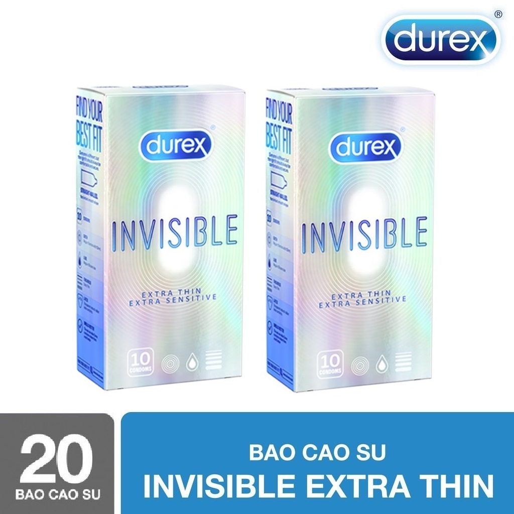 [HCM]COMBO 2 Hộp Bao Cao Su DurexInvisible Extra Thin cực siêu mỏng Hộp 10 Chiếc