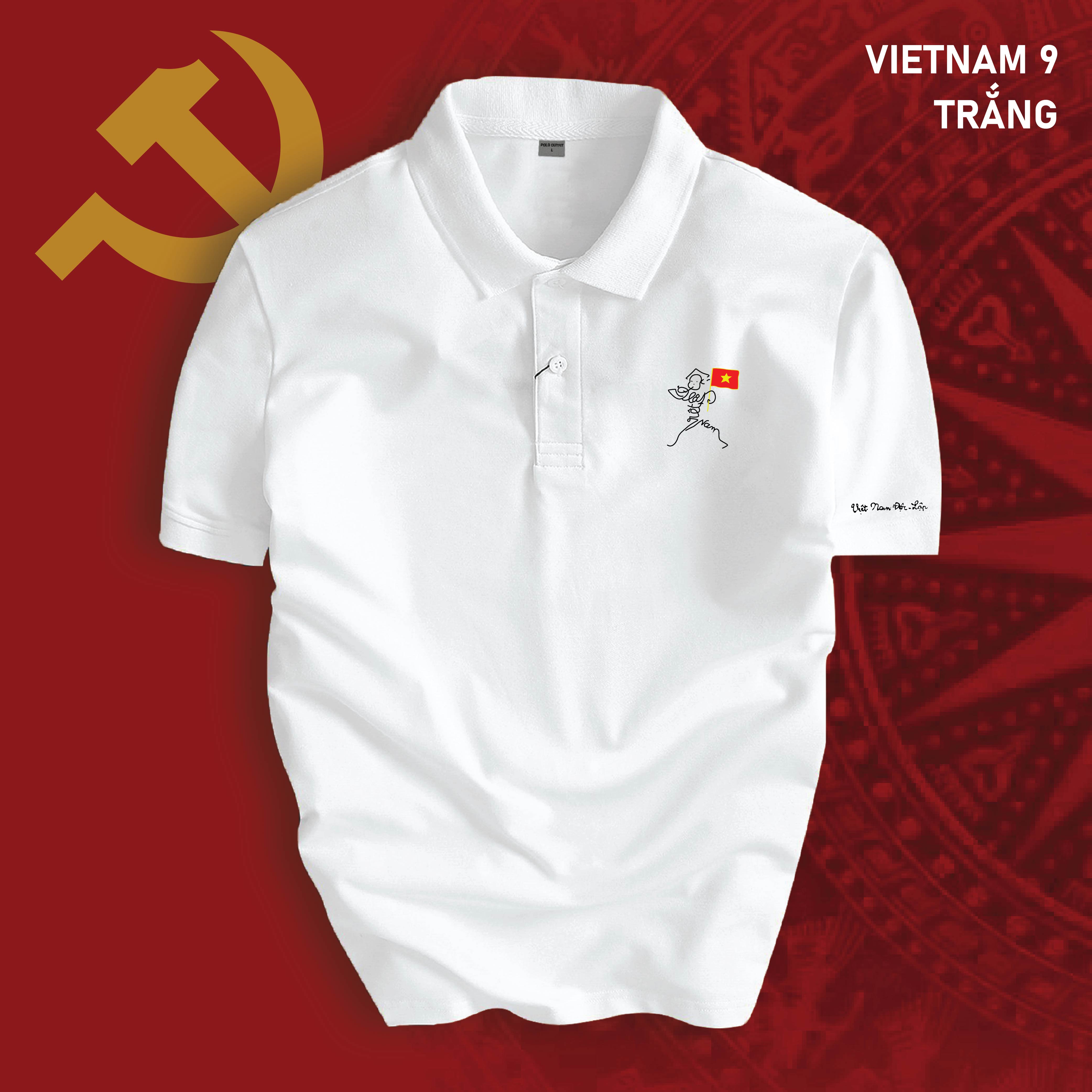 Áo thun POLO VIỆT NAM 9 ký họa Độc Lập nhiều màu cổ bẻ BASIC CVC vải cá sấu co dãn thanh lịch