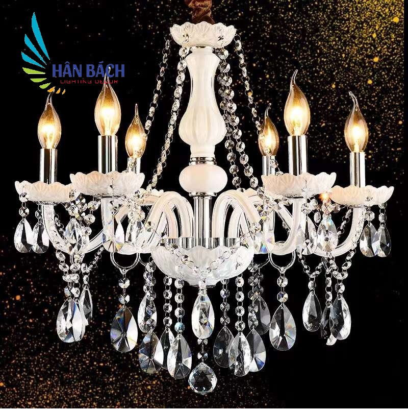 [VỪA ĐẸP - VỪA RẺ] Đèn chùm phòng ngủ, phòng khách pha lê 8 tay - tặng kèm bóng LED
