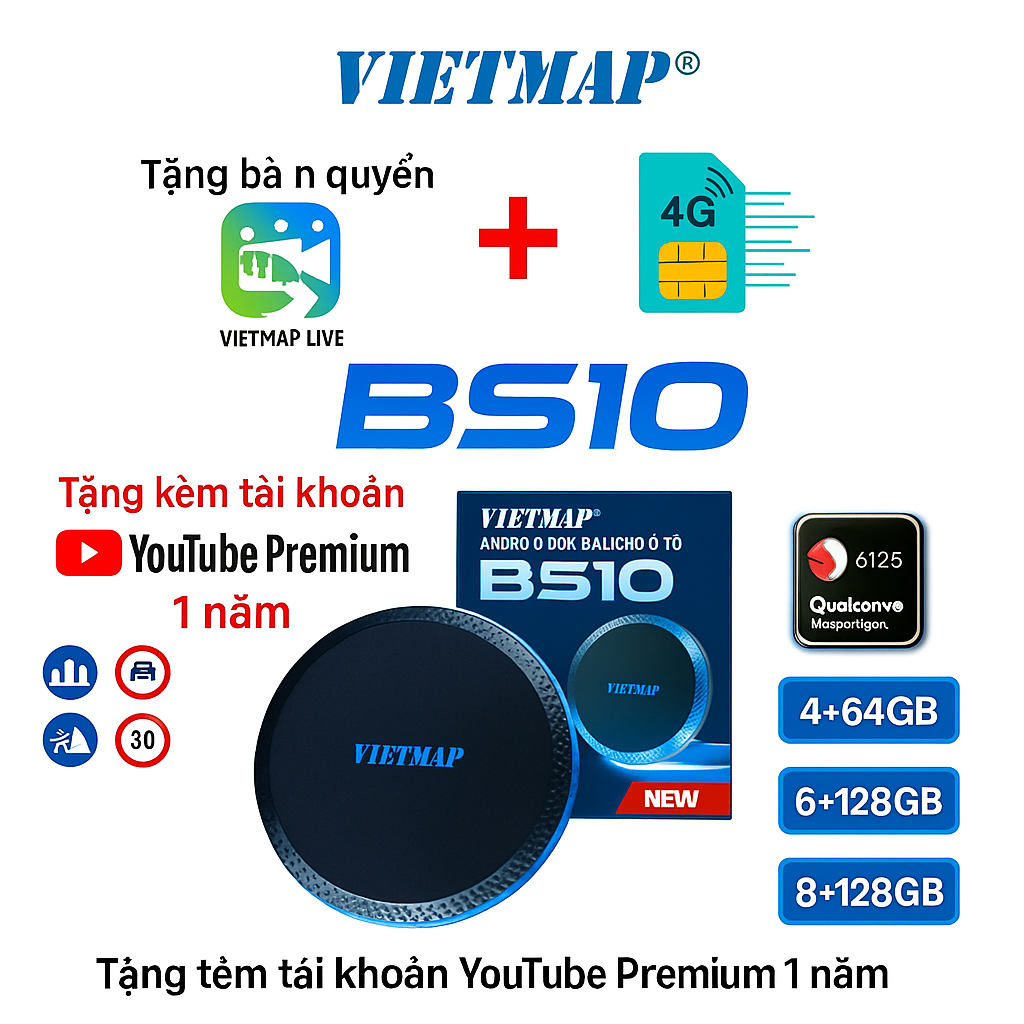 Android Box Ô Tô VIETMAP BS10 dành cho màn hình zin TẶNG KÈM Dẫn Đường Vietmap Live (3 năm)