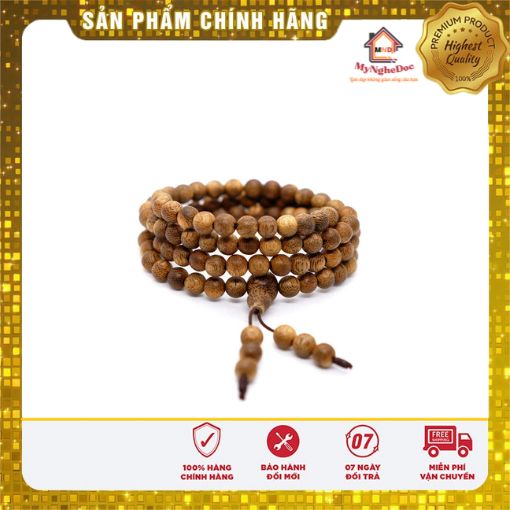 Vòng Tay 108 Hạt Trầm Hương Tự Nhiên Mỹ Nghệ Độc Cầu May Mắn Tài Lộc Bình An