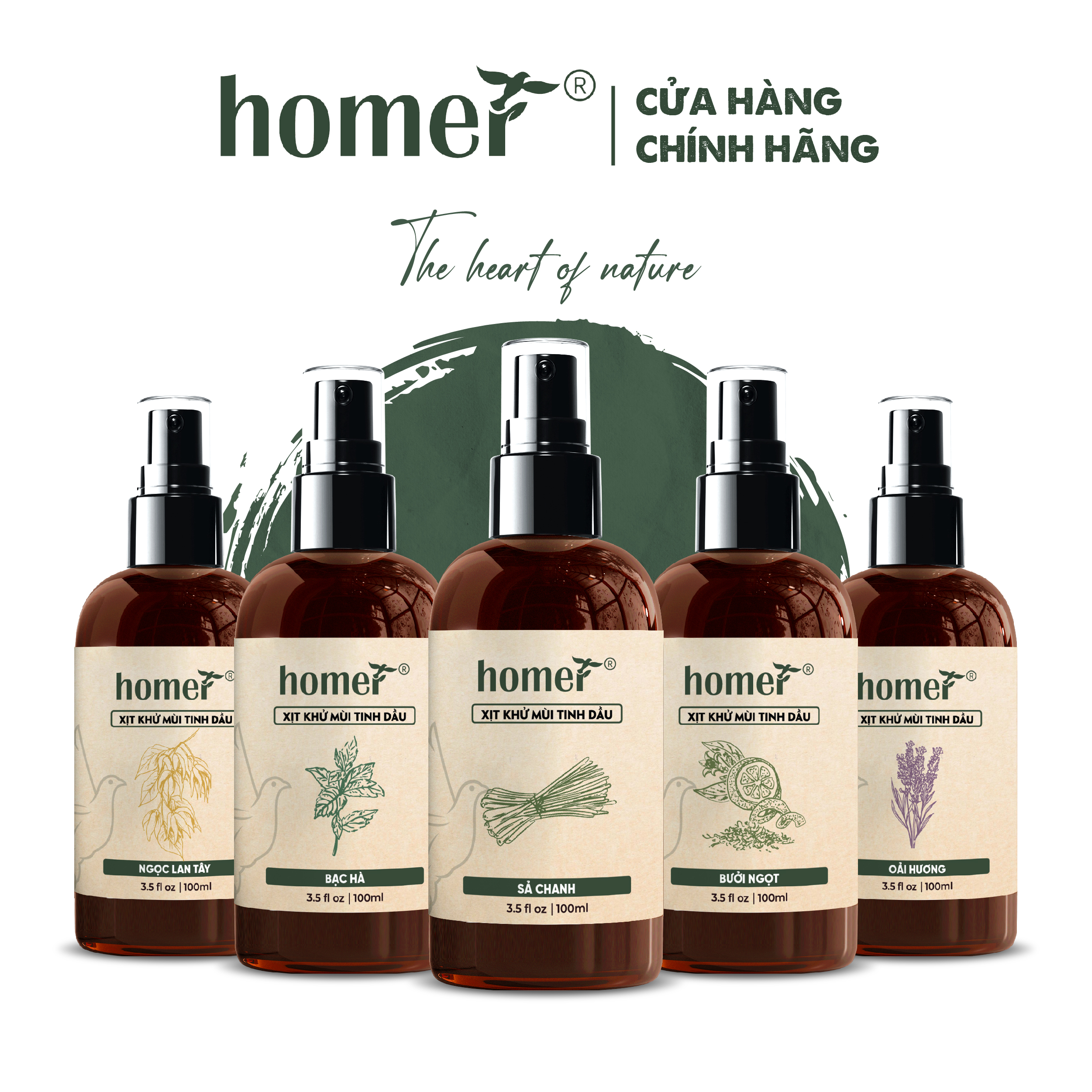 Bình xịt phòng tinh dầu Ngủ Ngon HOMER 100ML/250ML Sả Chanh/ Oải Hương/ Bạc Hà/ Cam/ Ngọc Lan Tây/ Quế/ Bưởi/ Cà Phê/ Hoa Hồng/ Giảm Stress/ Thư Giãn/ Ngủ Ngon/ Khử Mùi Hôi - ĐỘC QUYỀN VINAHC