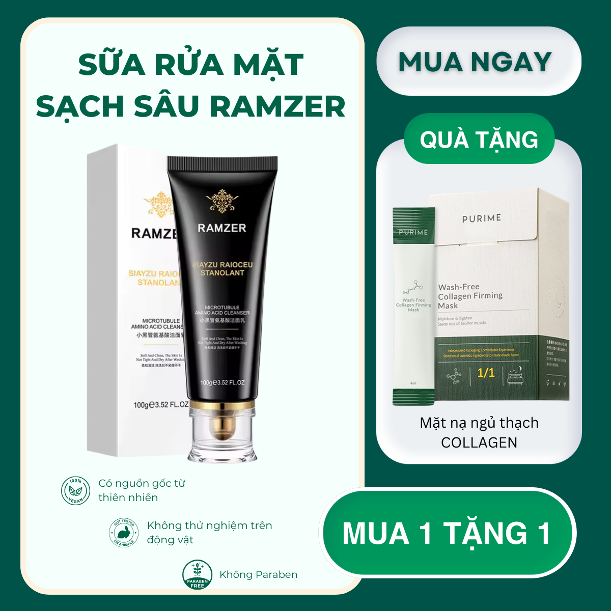 Sữa rửa mặt SẠCH SÂU DƯỠNG ẨM NGỪA MỤN  cho cả nam và nữ thu nhỏ lỗ chân lông dùng cho mọi loại da da dầu mụn da khô hỗn hợp100ml