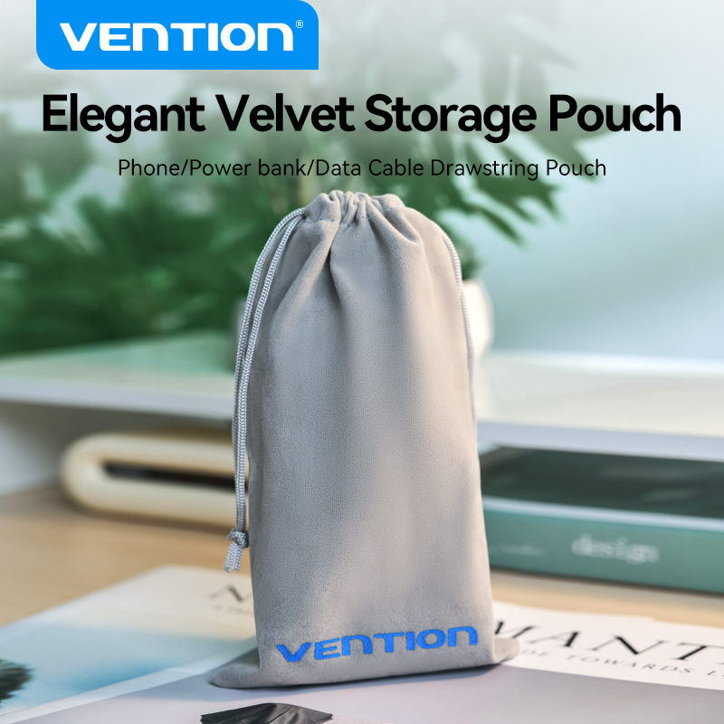 Vention Túi Đựng Chống Bụi Rút Dây - Bao Da Vải Nỉ Mềm Bảo Vệ Điện Thoại, Sạc Dự Phòng, Tai Nghe, Cáp Sạc, Ổ Cứng - Túi Đa Năng Cho Phụ Kiện Số