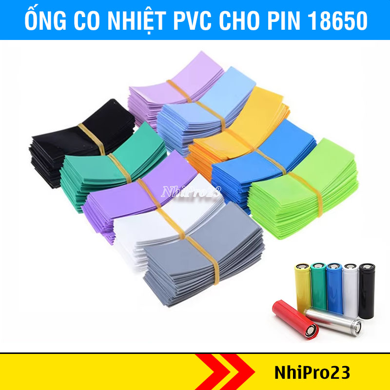 10 Ống Co Nhiệt PVC Cho Pin 18650 Cắt Sẵn Cách Điện Bọc Bảo Vệ Pin