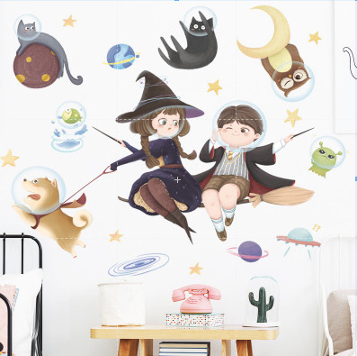 Decal trang trí dán tường - Halloween - PHÙ THỦY TINH NGHỊCH