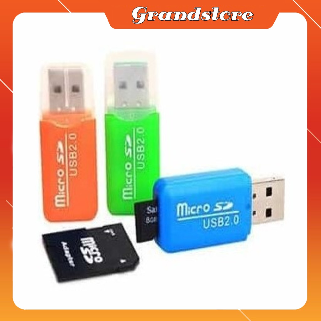 Đầu đọc thẻ nhớ Micro Sd vỏ nhựa usb 2.0, đầu lọc thẻ nhớ mini, reader card usb nhí nhiều màu