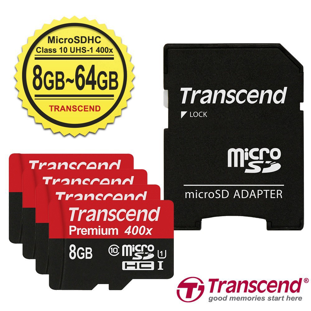 Thẻ Nhớ Transcend MicroSD dung lượng 8GB 16GB 32GB 64GB kèm khung chuyển đổi