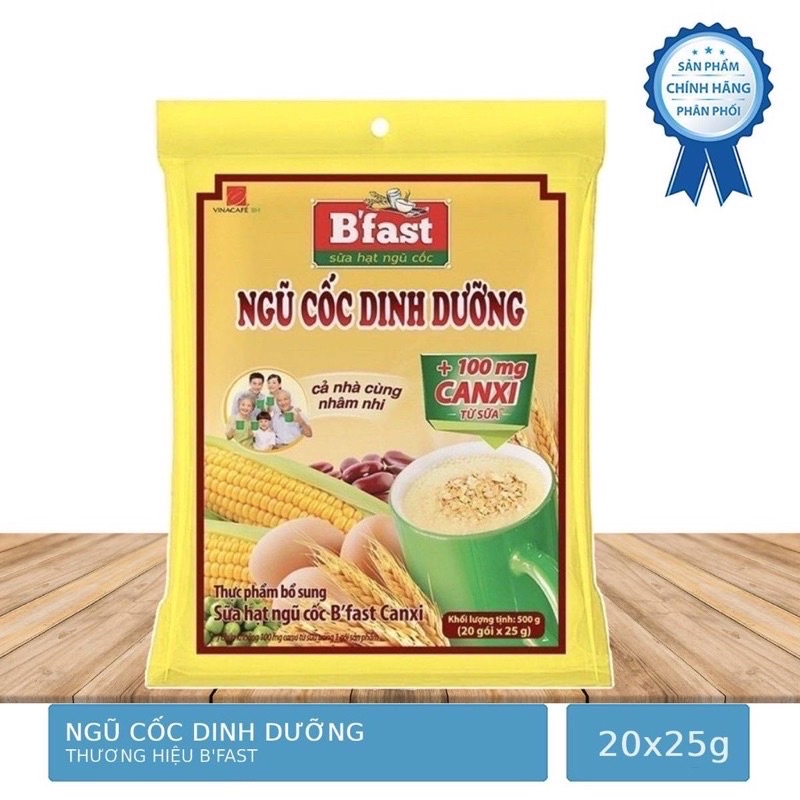 Sữa hạt ngũ cốc dinh dưỡng B'FAST Canxi 500g 20 gói x 25g