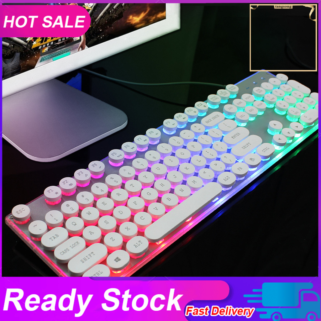 Bàn Phím Cơ Chơi Game Có Đèn Led Phong Cách Vintage 104 Phím