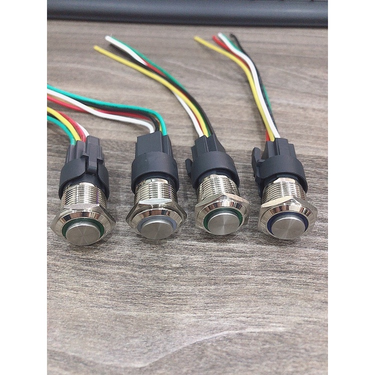 Công tắc nút nhấn 16mm LED tròn đầu cao 12V 24V/ 16mm LED Momentary push button switch