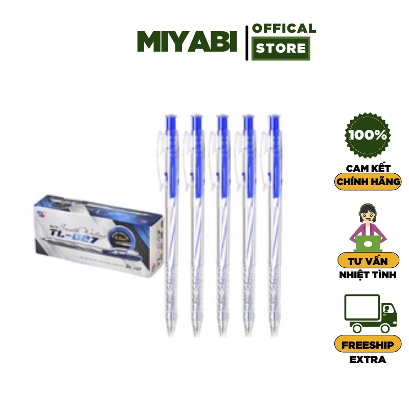 Bút bi thiên long 027 hộp 20 cái màu xanh / đen / đỏ ngòi 0,5mm - Bút bi xanh / đen văn phòng phẩm - MIYABI Store