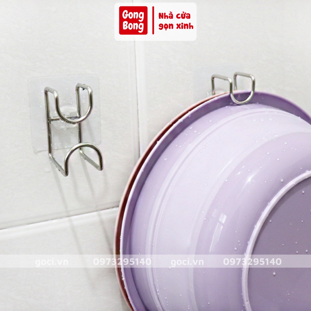 Móc treo cài chậu dán tường gác thau rửa đồ dùng tiện ích nhà tắm tiết kiệm không gian bếp nhà bạn