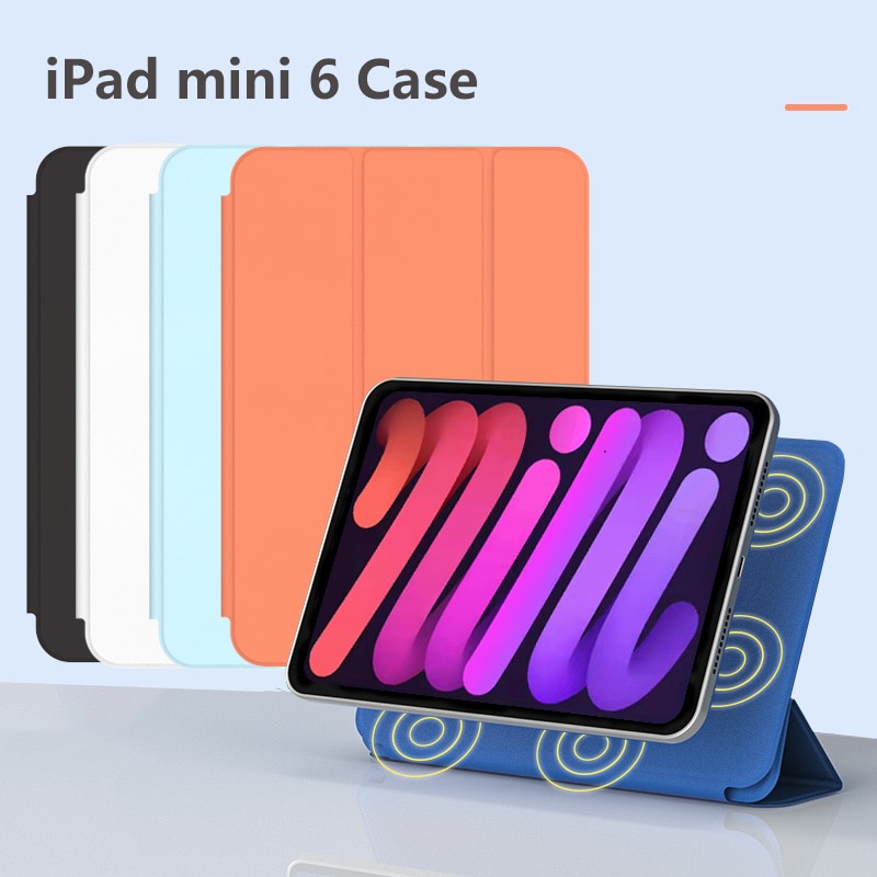 Bao da máy tính bảng nam châm hỗ trợ gắn A - pple Pencil tự động thức sạc thông minh mới 2021 cho iPad Mini 6