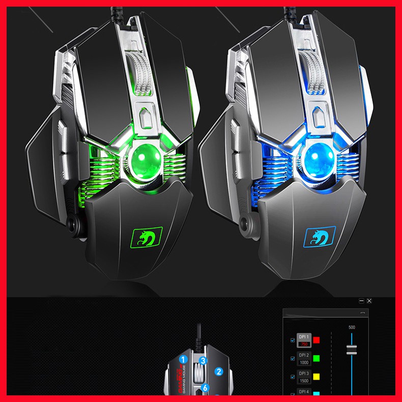 Chuột Gaming khủng CF 8 nút DPI 7 nấc từ 500-4000 LED thay đổi BH 2 NĂM