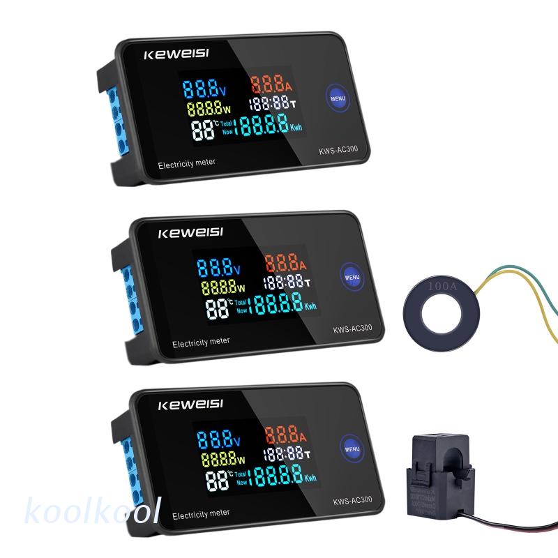 Đồng hồ đo điện áp và cường độ dòng điện AC 50-300V 0-100A kWh kỹ thuật số có chức năng reset