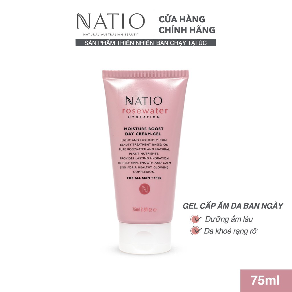 Gel Kem Cấp Ẩm Da Ban Ngày Natio Rosewater Hydration Moisture Boost Day Cream-Gel 75ml