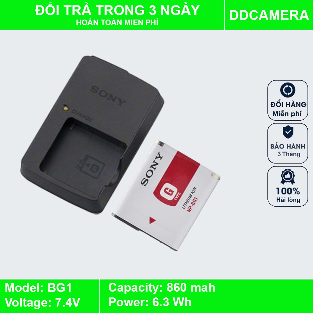 Pin sạc Sony NP-BG1 cho các loại máy ảnh Sony: DSC-W300; DSC-W200; DSC-W170; DSC-W150; DSC-W130...