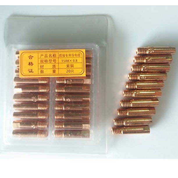 1 vỉ 20 Bép hàn mig m6*25*0.8/1.0 Béc hàn mig Phụ kiện mỏ hàn mig 14AK 15AK 24KD không dùng khí Phụ kiện máy hàn