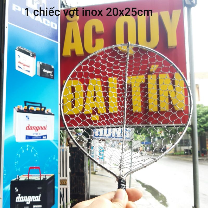 1 chiếc inox to chắc chắn . 20x25cm . , vợt inox cao cấp bền gấp 3 lần vợt đồng