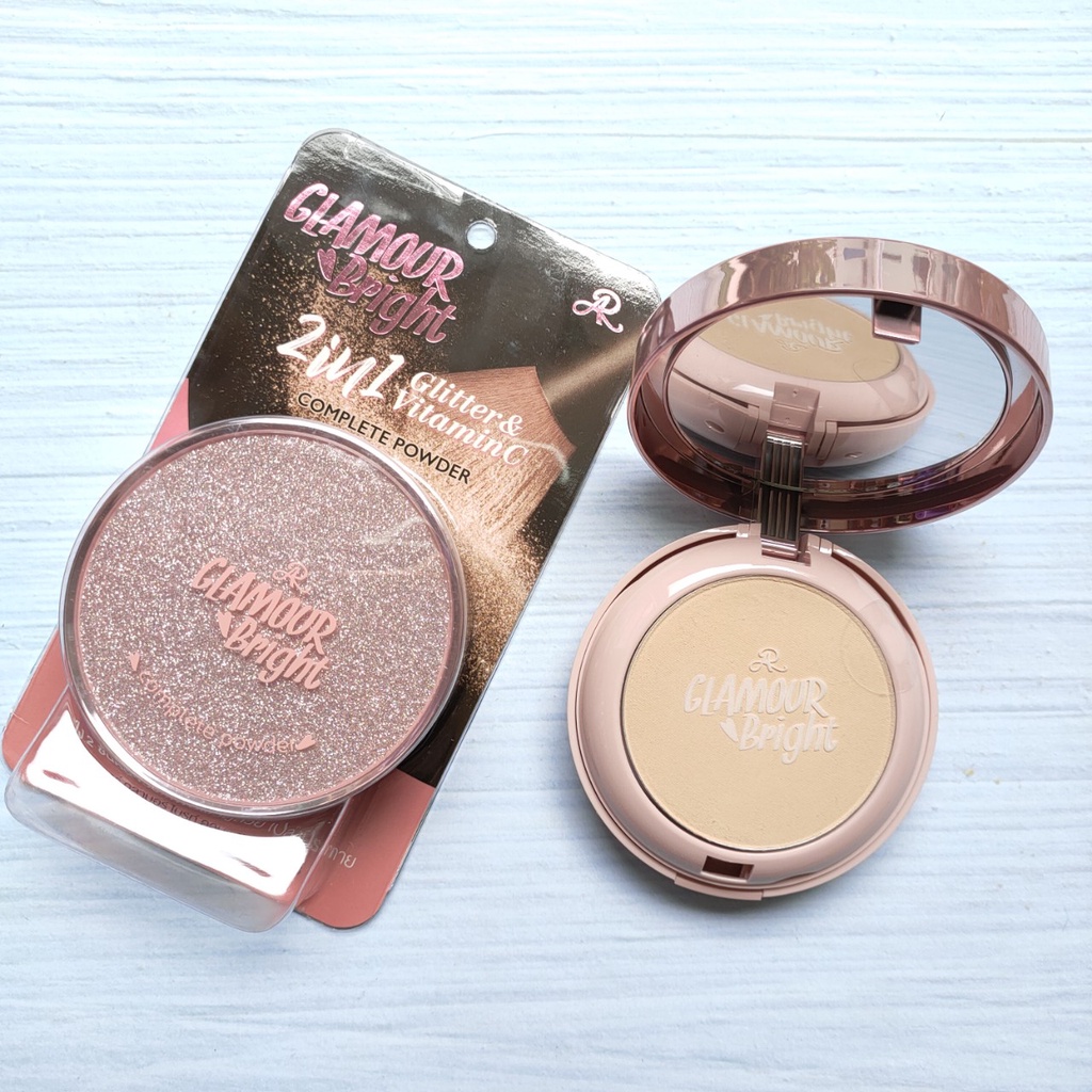 Phấn nền 2 tầng kim tuyến Aron Glamour Bright Thái Lan Sang Trọng 2 In 1