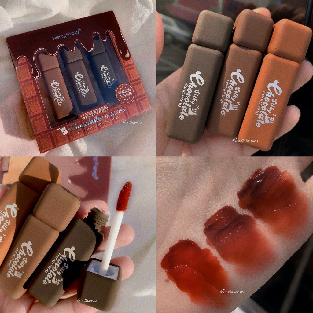 SET 3 Son Kem Lâu Trôi Mềm Môi Chocolate HENG FANG Silky