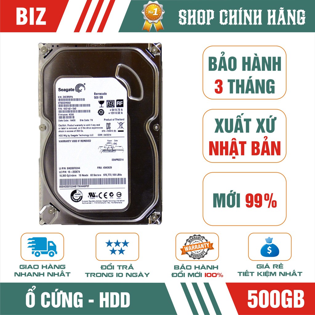 Ổ cứng HDD PC - CAMERA 6TB | 4TB | 2TB | 1TB | 500GB - Bảo hành 3 Tháng -  1 đổi 1 !!! Tặng kèm cáp sata!