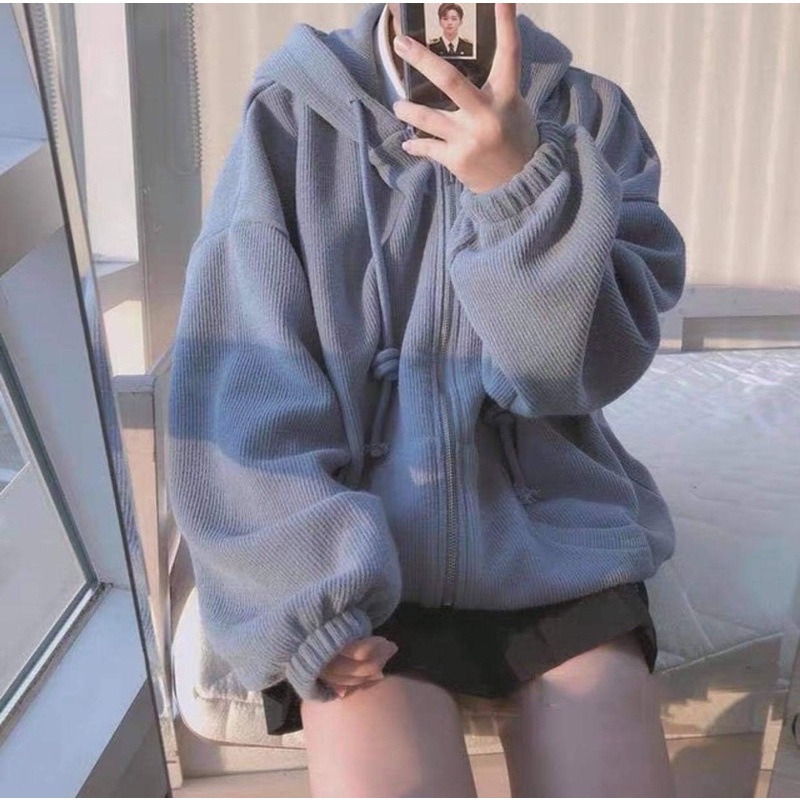 Áo Khoác Hoodie Nỉ Trơn Unisex???? Áo tay bồng khóa kéo có mũ hàng thu đông - Hàng mới về