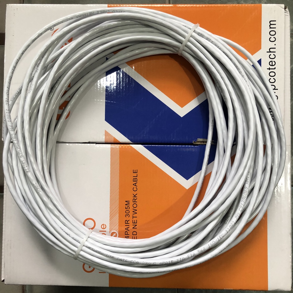 Dây mạng Cat 6 Gipco bấm sẵn hai đầu, màu trắng