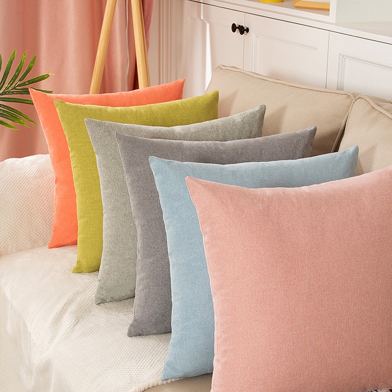Vỏ gối sofa 45x45cm màu trơn có khóa kéo trang trí nhà cửa xinh xắn