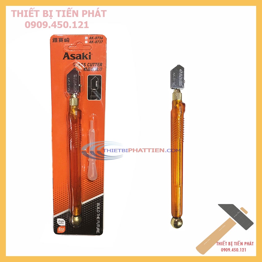 DAO CẮT KÍNH, KIẾNG ASAKI TAY CẦM NHỰA  AK-8736