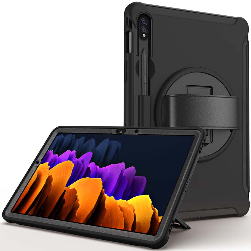 Ốp máy tính bảng chống sốc có giá đỡ và ngăn đựng bút cảm ứng cho Samsung Galaxy Tab S7 SM-T870 T875