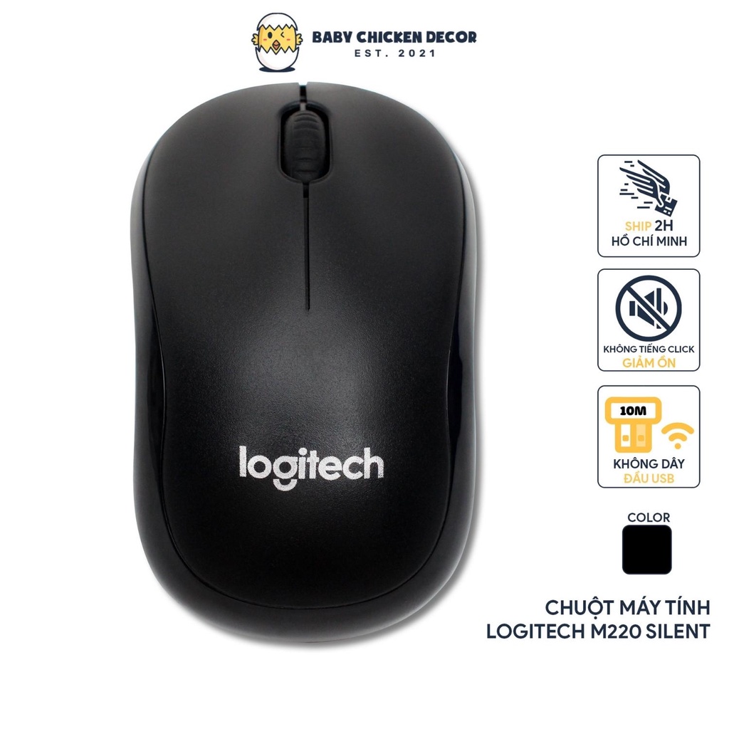 Chuột không dây Logitech,chuột máy tính không dây M220 phù hợp văn phòng, laptop - BABY CHICKEN DECOR