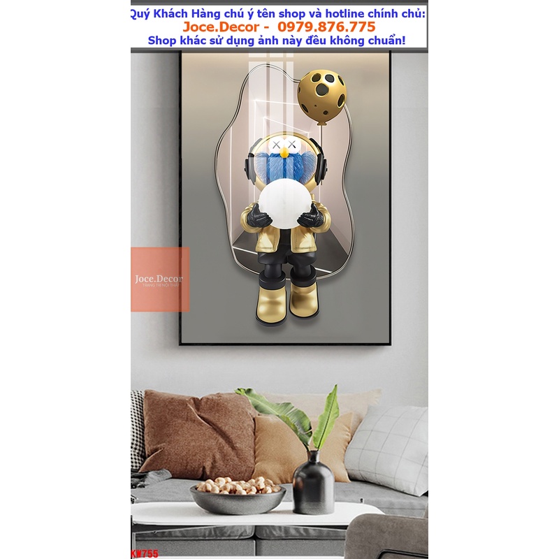 Tranh tráng gương Gấu Bearbrick, Kaws Toy, Phi Hành Gia, Robot, Marvel, tranh treo tường decor bền đẹp 40 năm N2