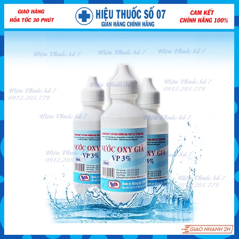 Combo 3 chai nước oxy già VP 3% hỗ trợ làm sạch vết thương