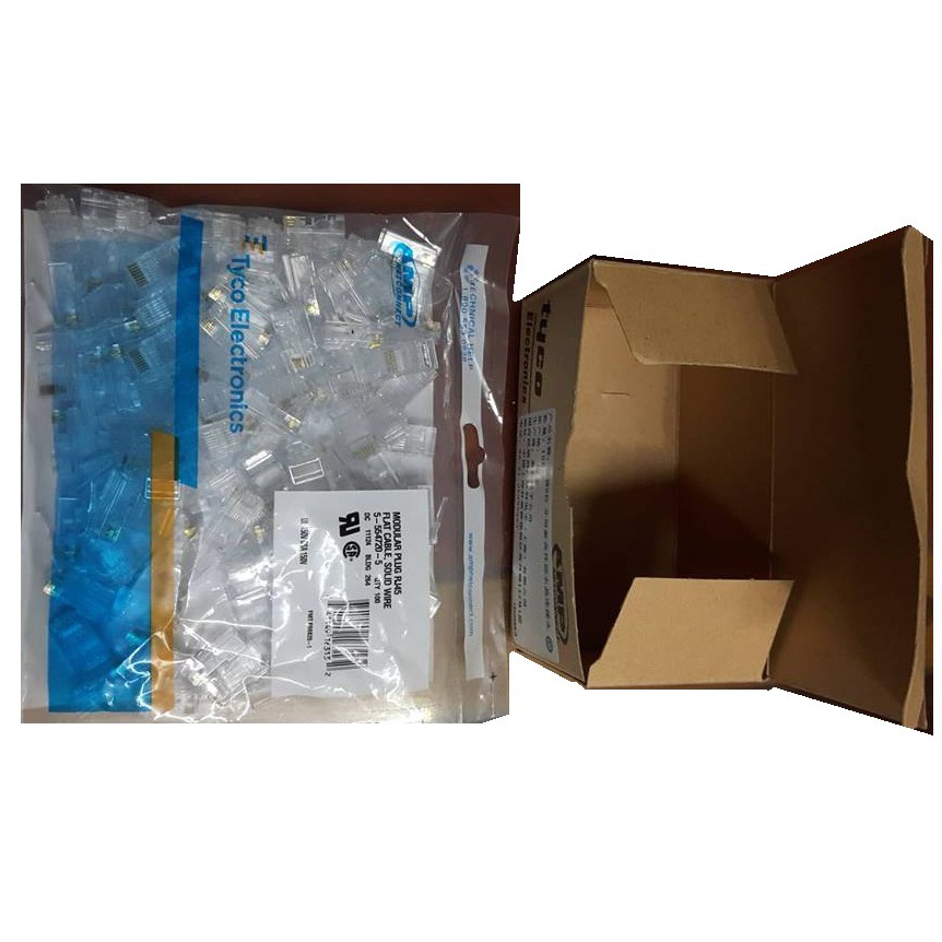 Đầu Bấm Mạng RJ45 Cat5e Tyco – Hộp 100 Hạt - Loại Tốt