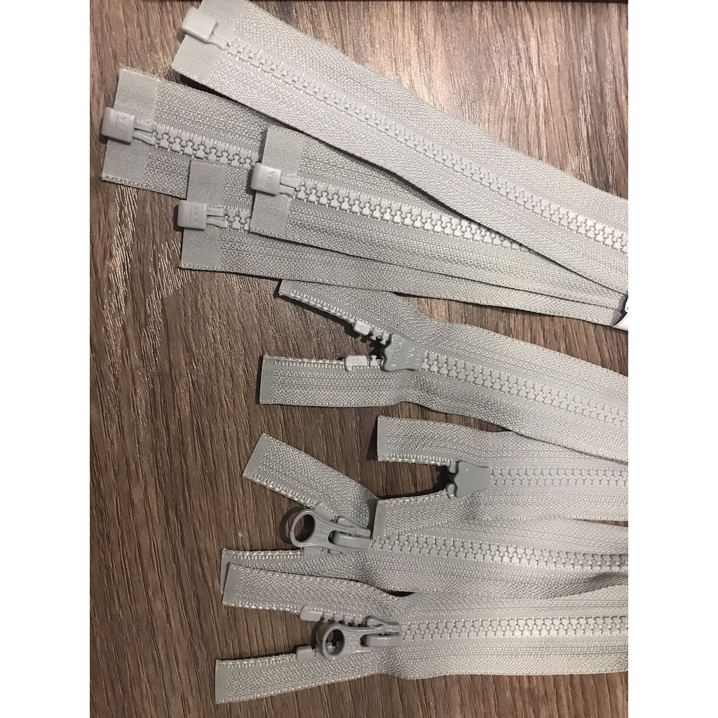40~64cm~XÁM NHẠT-Dây kéo phao, nylon hiệu YKK, CMZ, XBL,IDEAL để may áo khoác, áo phao hàng tốt VNXK.