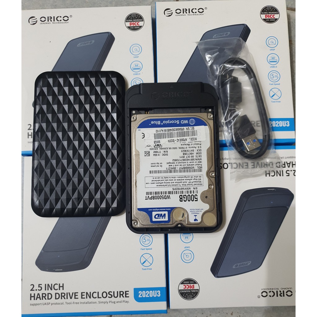 Box ổ cứng 2.5'' Orico  Sata 3.0 - Dùng cho HDD, SSD - SP Chính hãng bảo hành 12 tháng