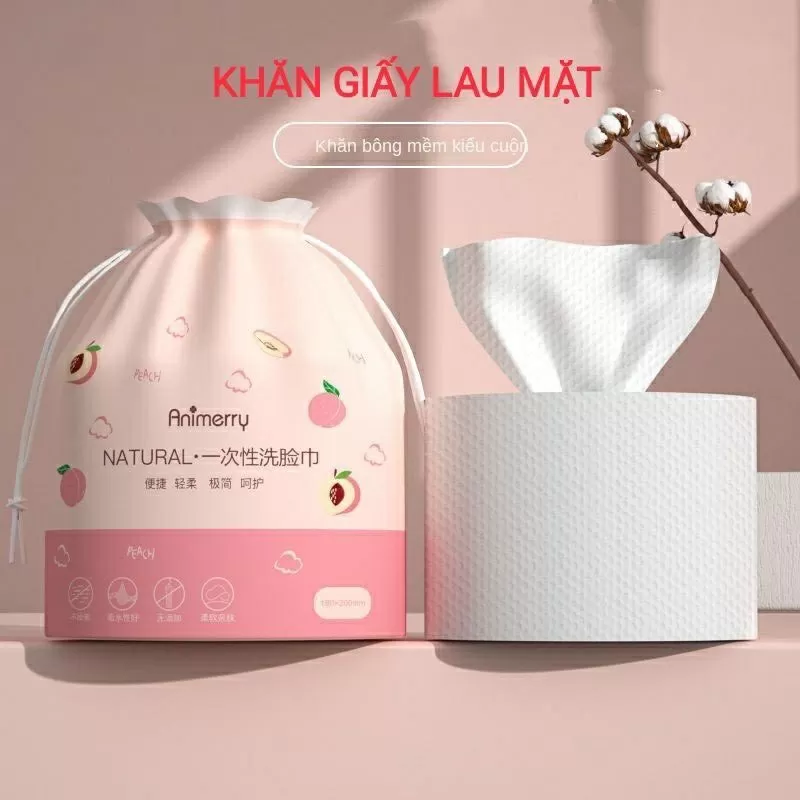 Khăn mặt khô cuộn tẩy trang ,Giấy lau mặt cotton dùng 1 lần lau khô/lau ướt