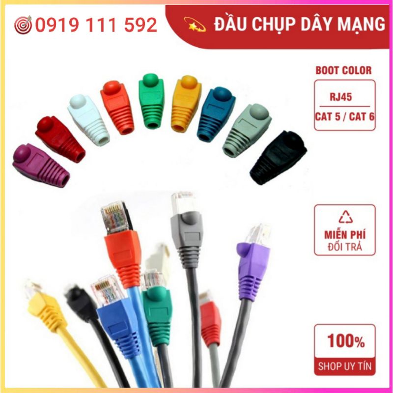 Đầu Chụp Hạt mạng RJ45 tiêu chuẩn CAT5E, CAT6 , giúp giữ dây & bảo vệ Hạt mạng