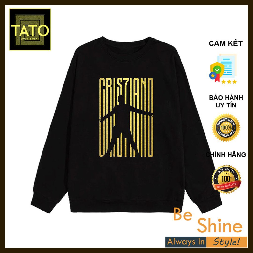 Áo Sweater Ronaldo CR7 in Nhũ Vàng Độc Đáo - Áo Nỉ Dài Tay Unisex Form Rộng Thời Trang Nam Nữ - Tato Unisex Clothing