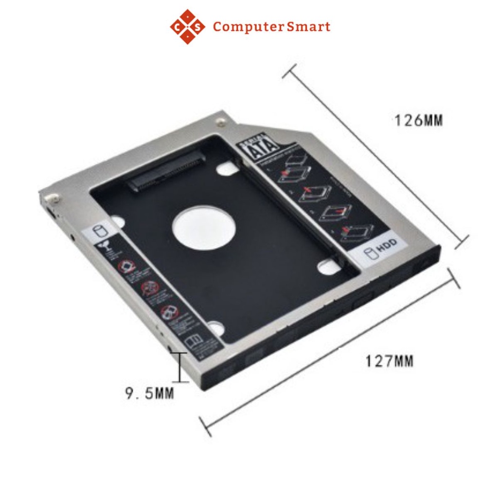 Caddy Bay Sata3 Cho SSD Và HDD 2,5” - Vỏ Nhựa/Nhôm – Size: 9.5mm/12.7mm – Khay Ổ Cứng Thay Thế Ổ DVD