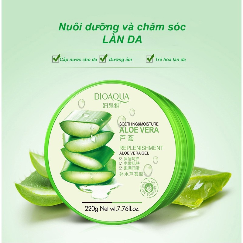Gel Nha Đam/Lô Hội 92% Aloe Vera Hyrogel hãng Bioaqua dưỡng ẩm và làm sáng da 220gr