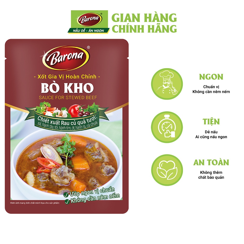 Combo 1 hộp  gia vị Bò Kho Barona 80g ướp ngon chuẩn vị không cần nêm nếm